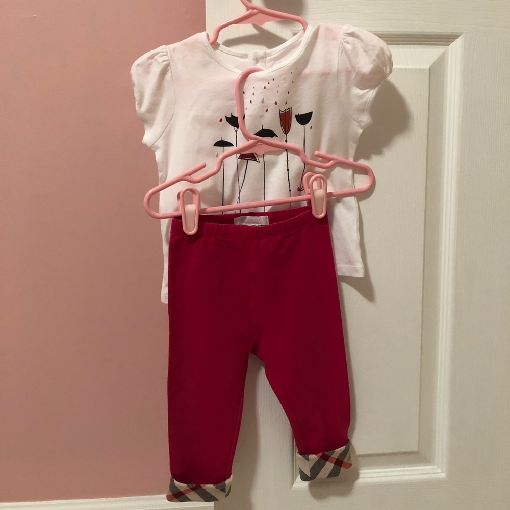 Burberry outfit - t-shirt and legging. 12M.